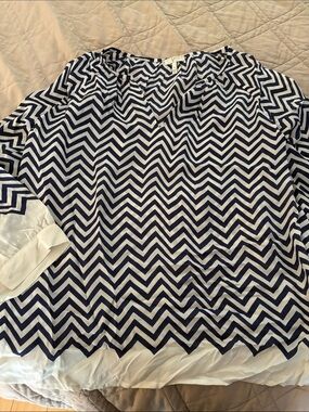 Joie Navy & White Chevron Tunic Top